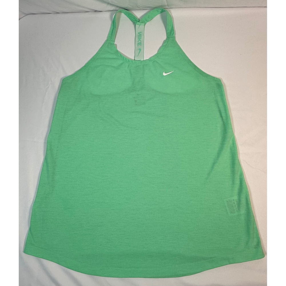Nike Womens Green Heathered Racerback Tank Top Branded T-Back Strap L